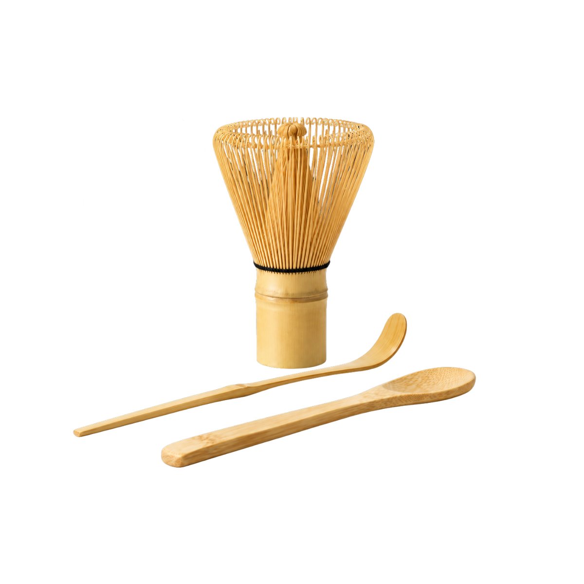 Ritual Essentials: bamboo matcha whisk, curved bamboo scoop and flat bamboo spoon