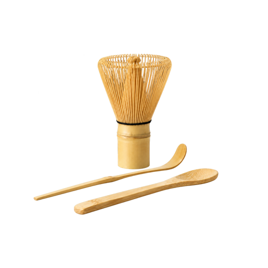 Ritual Essentials: bamboo matcha whisk, curved bamboo scoop and flat bamboo spoon
